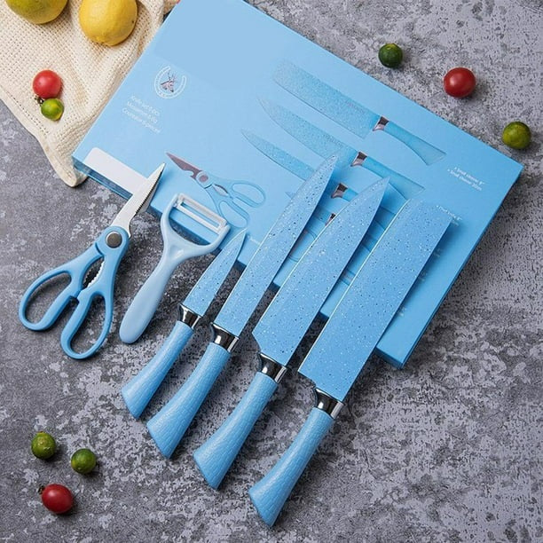 Set X6 Cuchillos Con Afilador Acero Inox